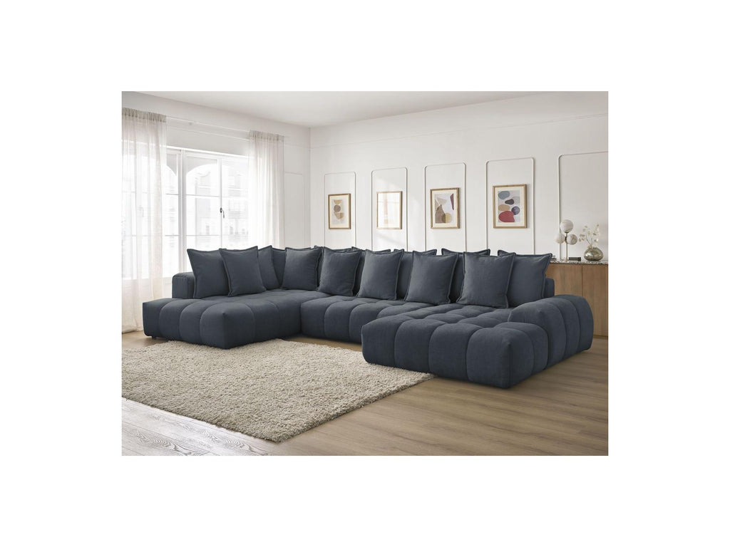 Everest - Panoramic Convertible Sofa with Storage - Textured Fabric - Right-Hand Corner - 14 Cushions