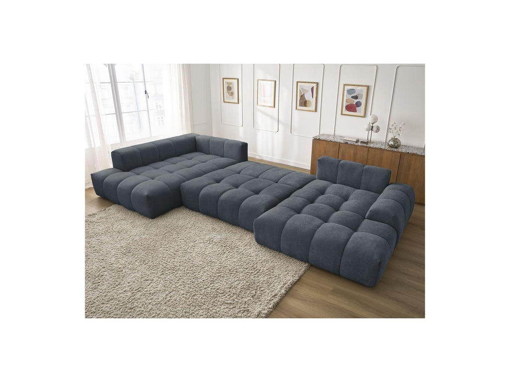 Everest - Panoramic Convertible Sofa with Storage - Textured Fabric - Right-Hand Corner - 14 Cushions
