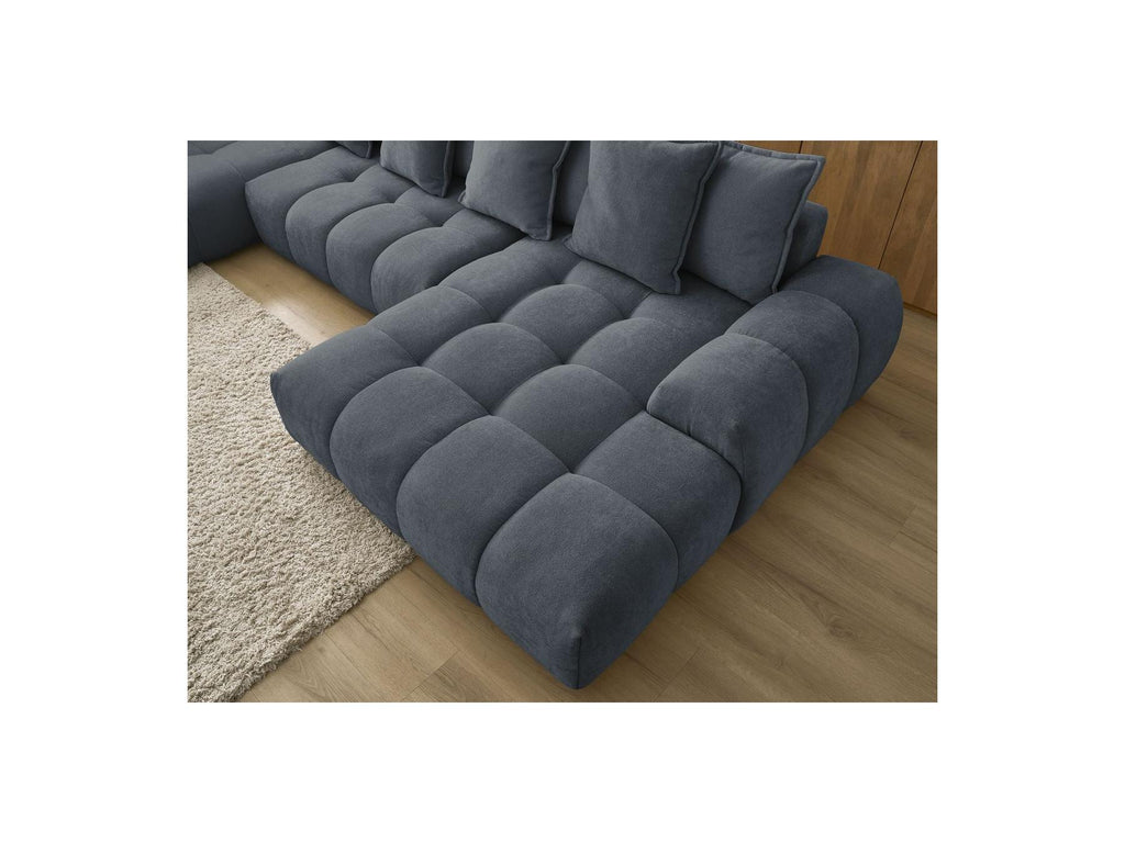 Everest - Panoramic Convertible Sofa with Storage - Textured Fabric - Right-Hand Corner - 14 Cushions