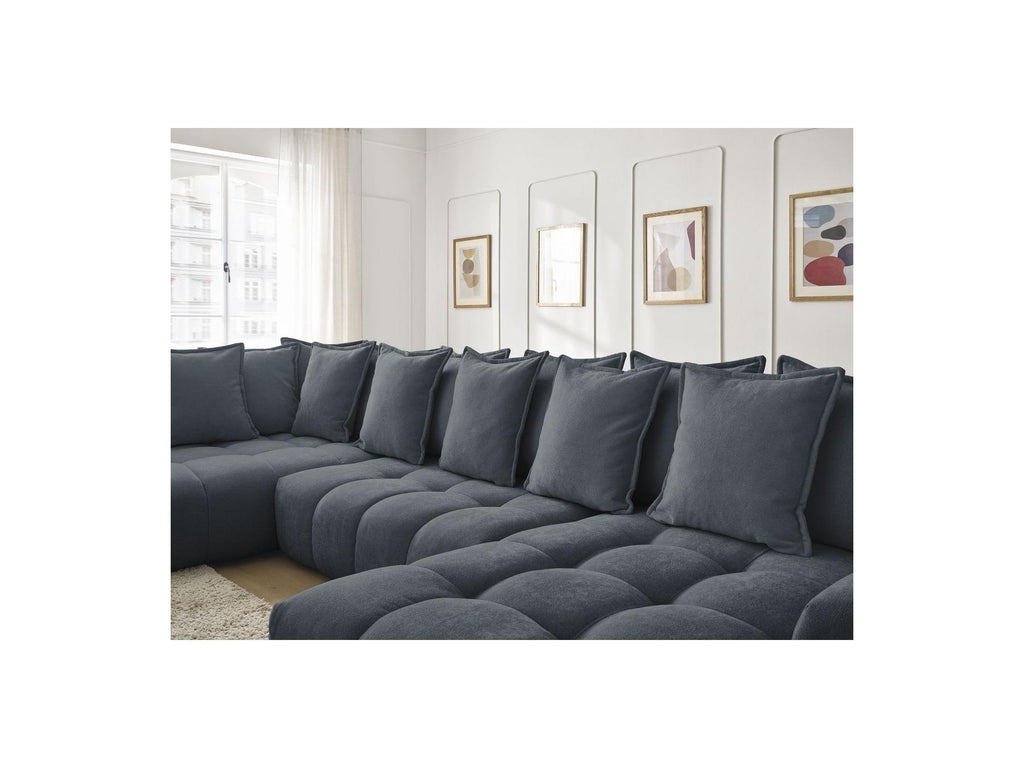 Everest - Panoramic Convertible Sofa with Storage - Textured Fabric - Right-Hand Corner - 14 Cushions