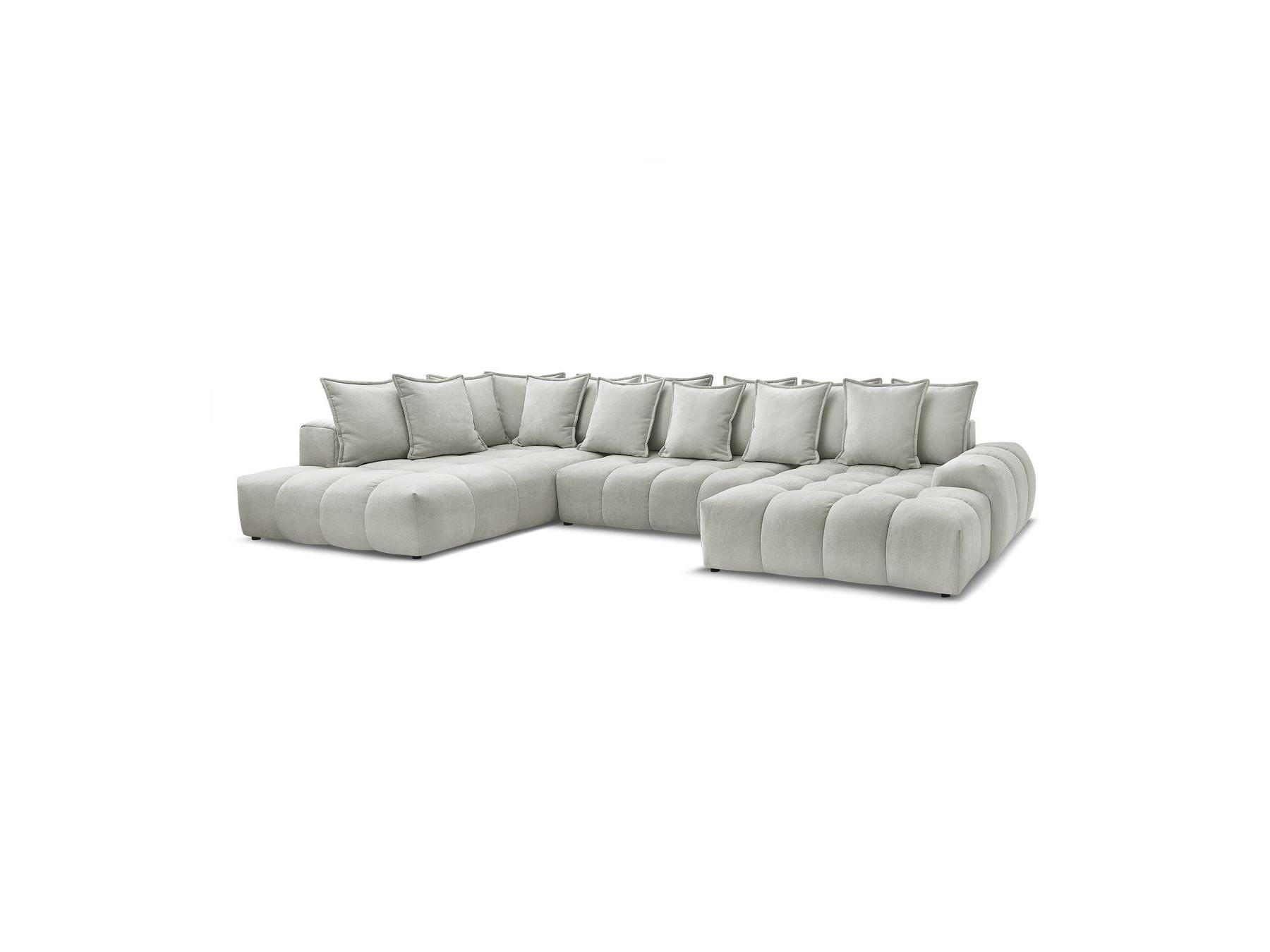 Everest - Panoramic Convertible Sofa with Storage - Textured Fabric - Right-Hand Corner - 14 Cushions