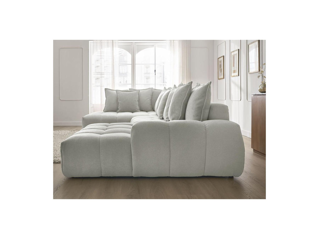 Everest - Panoramic Convertible Sofa with Storage - Textured Fabric - Right-Hand Corner - 14 Cushions