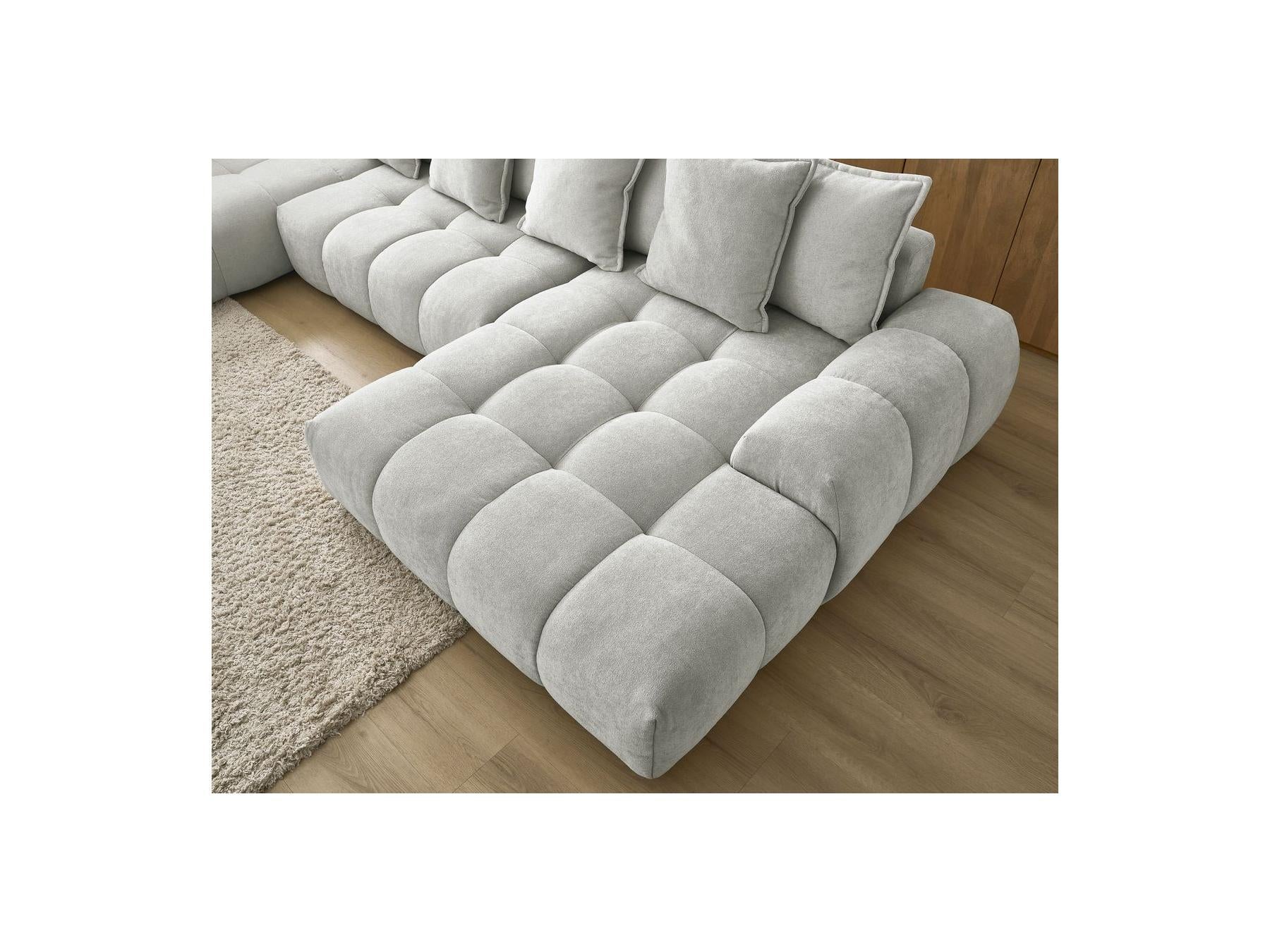 Everest - Panoramic Convertible Sofa with Storage - Textured Fabric - Right-Hand Corner - 14 Cushions