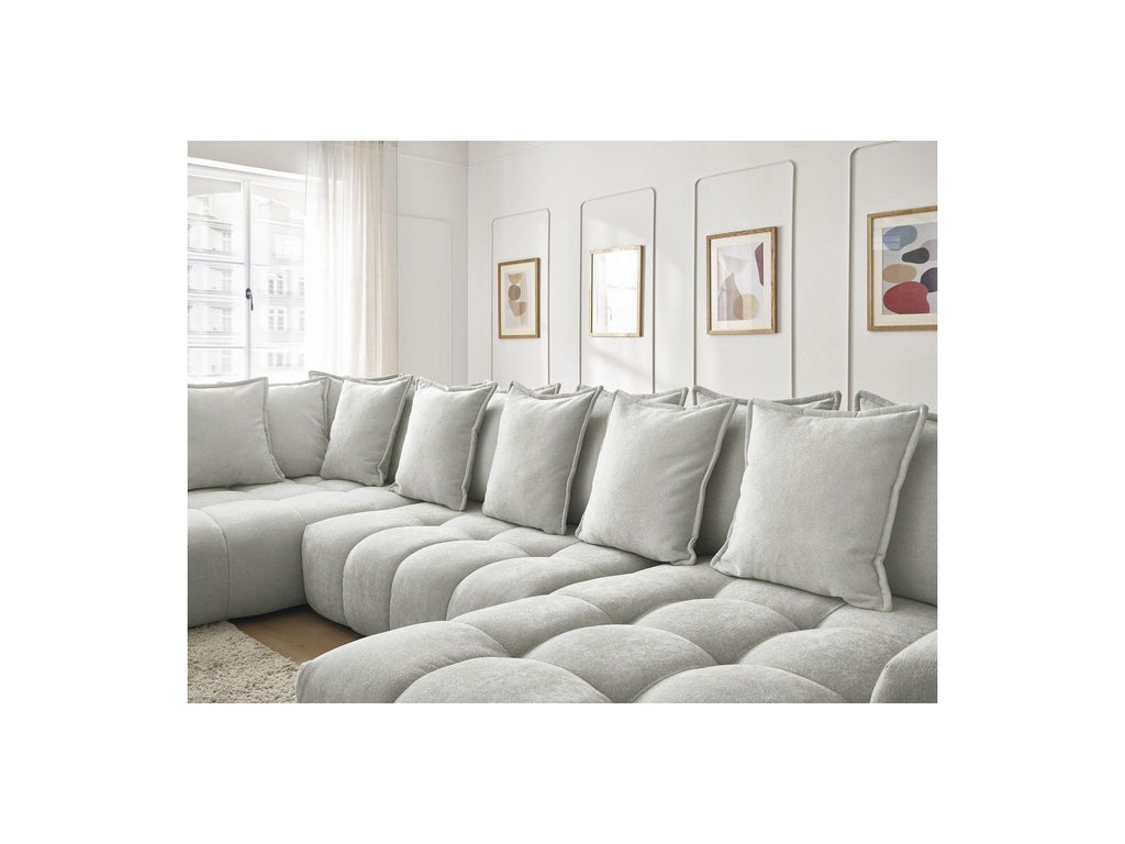 Everest - Panoramic Convertible Sofa with Storage - Textured Fabric - Right-Hand Corner - 14 Cushions