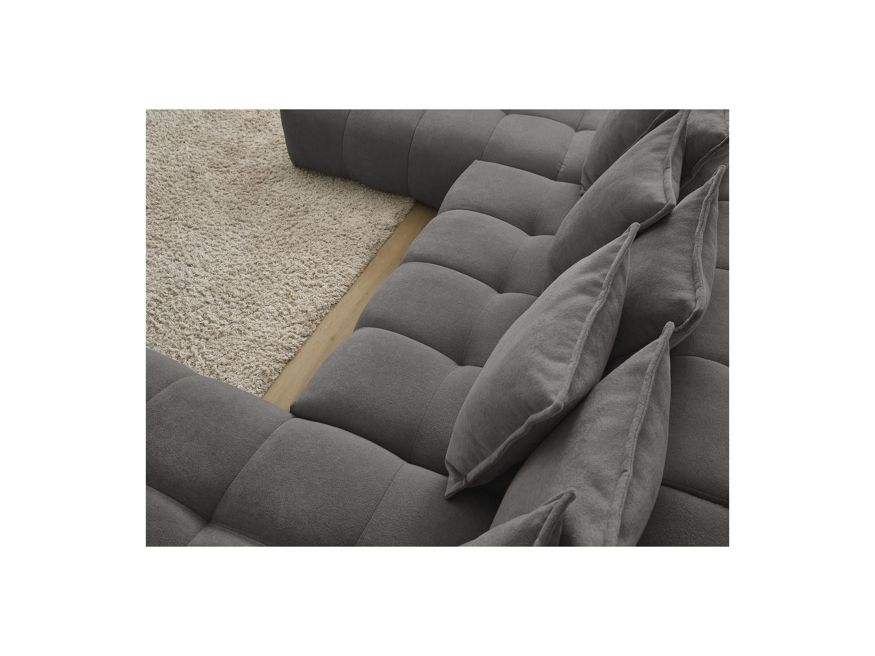Everest - Panoramic Convertible Sofa with Storage - Textured Fabric - Right-Hand Corner - 14 Cushions