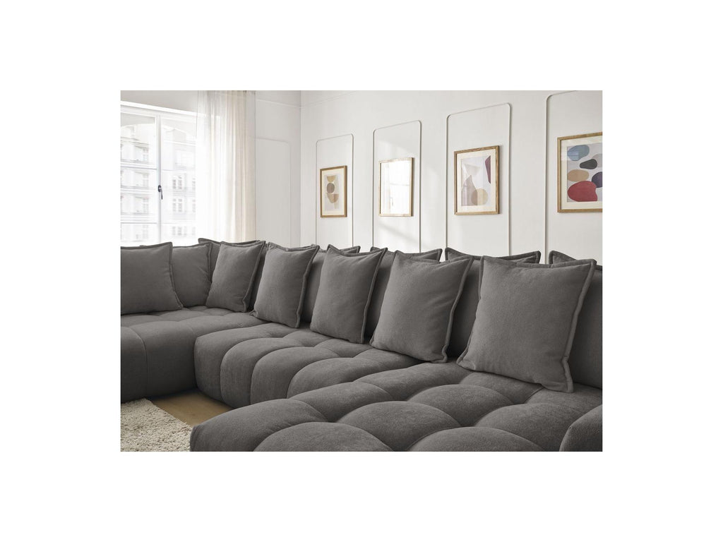 Everest - Panoramic Convertible Sofa with Storage - Textured Fabric - Right-Hand Corner - 14 Cushions