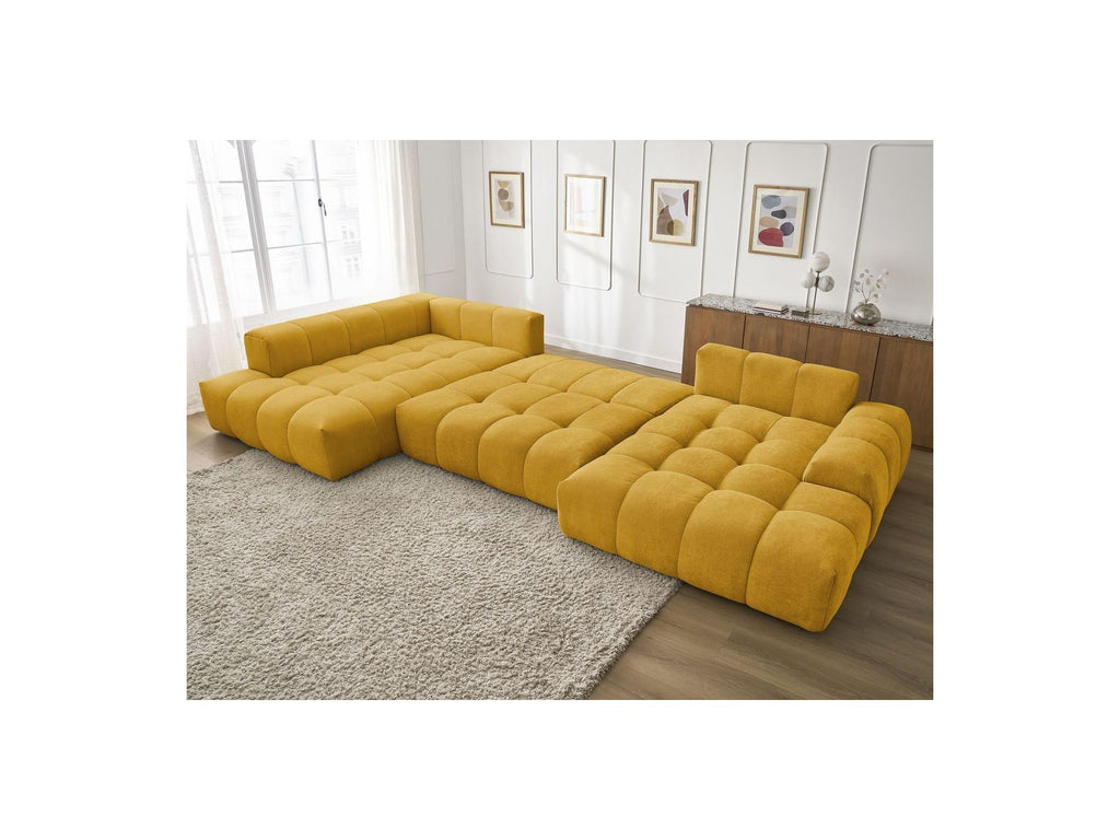 Everest - Panoramic Convertible Sofa with Storage - Textured Fabric - Right-Hand Corner - 14 Cushions