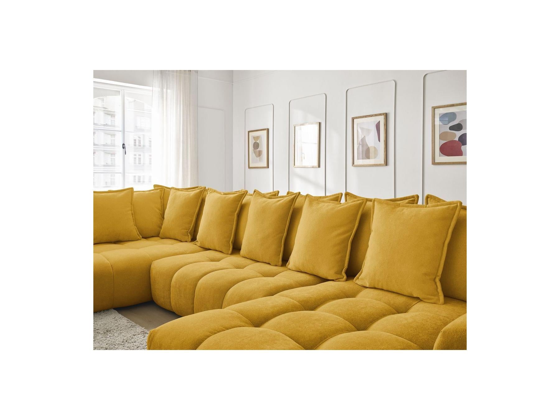 Everest - Panoramic Convertible Sofa with Storage - Textured Fabric - Right-Hand Corner - 14 Cushions