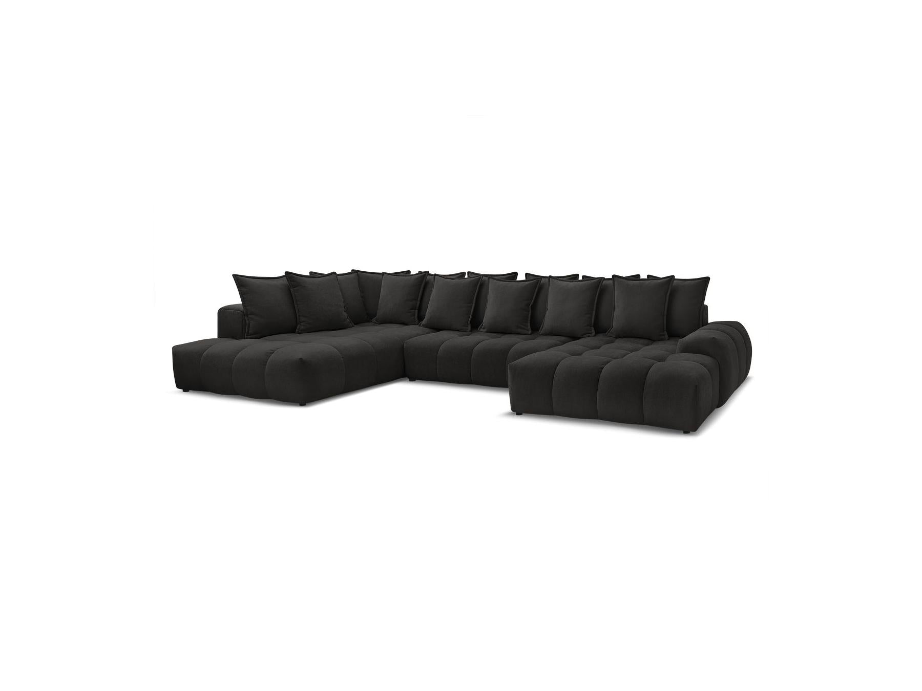 Everest - Panoramic Convertible Sofa with Storage - Textured Fabric - Right-Hand Corner - 14 Cushions