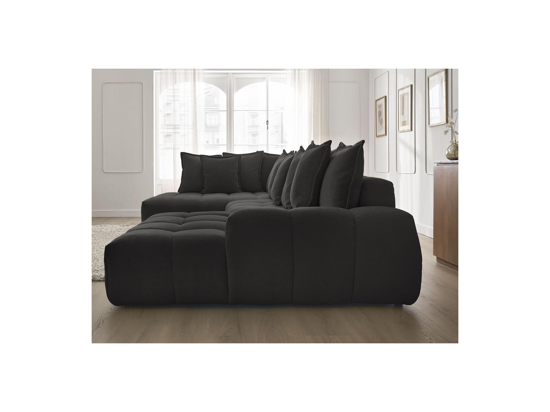 Everest - Panoramic Convertible Sofa with Storage - Textured Fabric - Right-Hand Corner - 14 Cushions