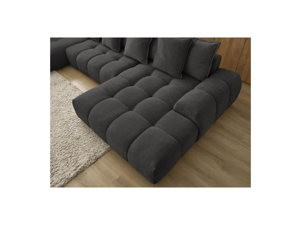 Everest - Panoramic Convertible Sofa with Storage - Textured Fabric - Right-Hand Corner - 14 Cushions