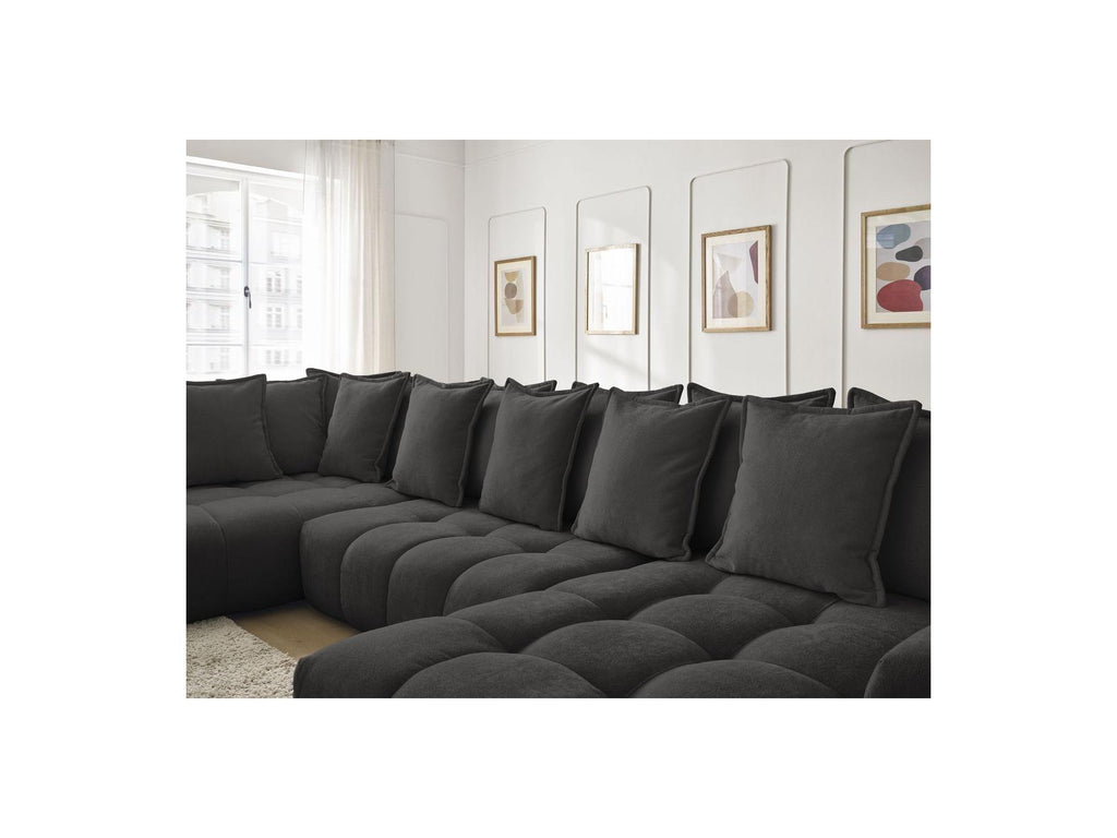 Everest - Panoramic Convertible Sofa with Storage - Textured Fabric - Right-Hand Corner - 14 Cushions