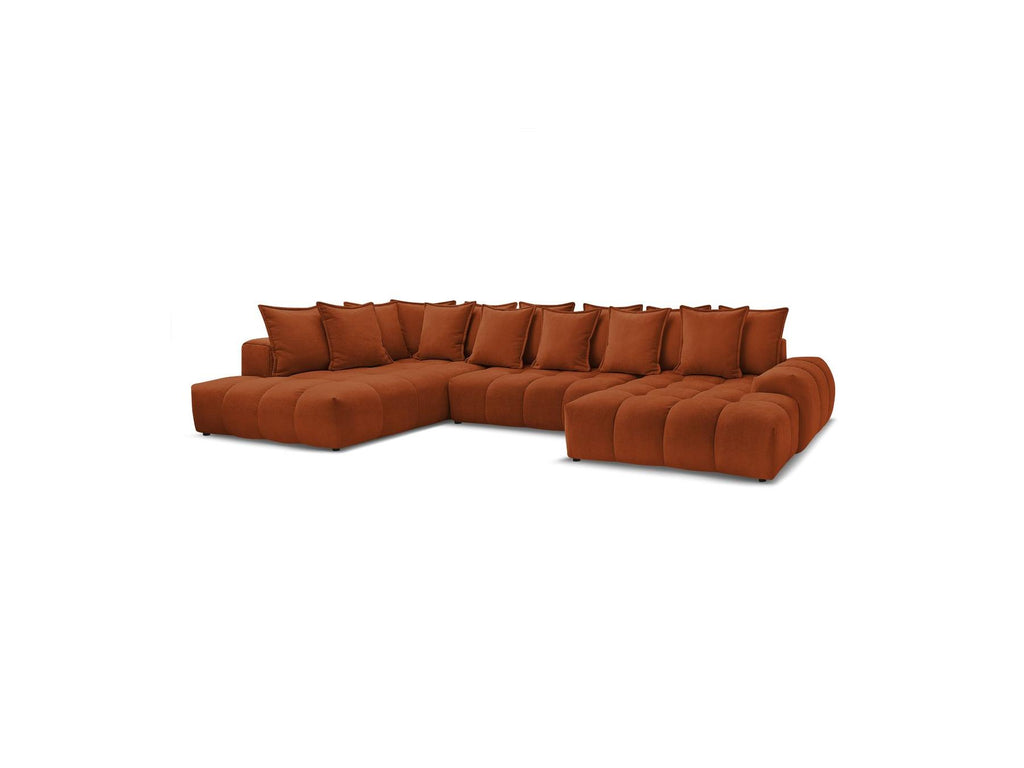 Everest - Panoramic Convertible Sofa with Storage - Textured Fabric - Right-Hand Corner - 14 Cushions