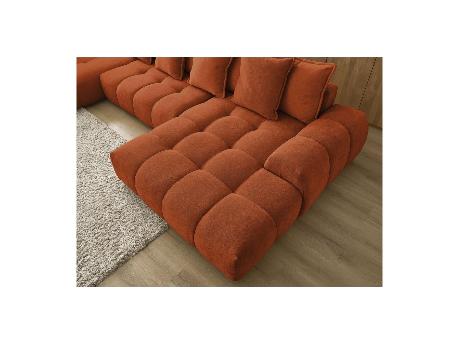Everest - Panoramic Convertible Sofa with Storage - Textured Fabric - Right-Hand Corner - 14 Cushions