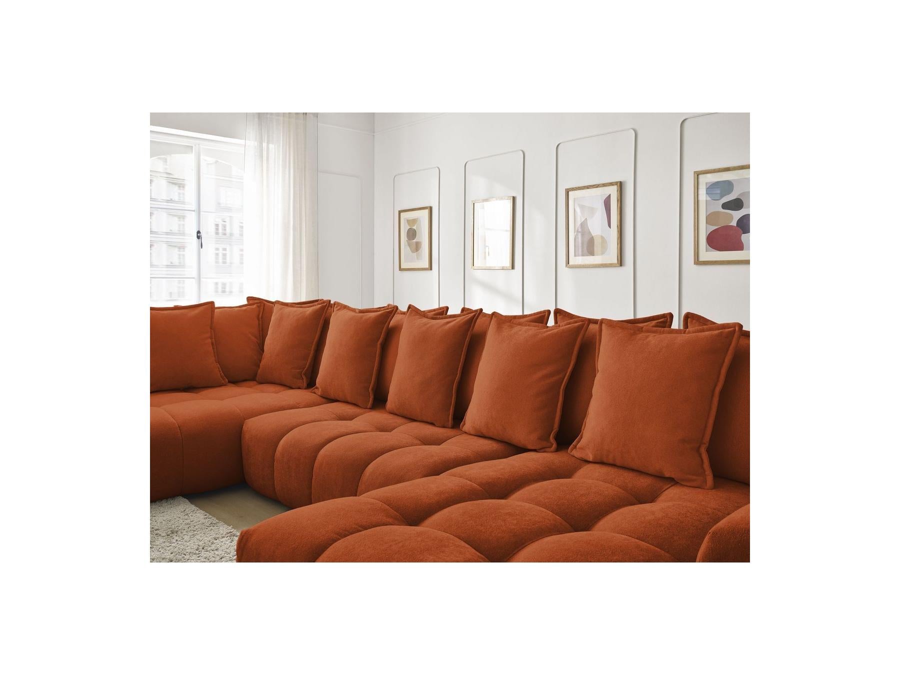 Everest - Panoramic Convertible Sofa with Storage - Textured Fabric - Right-Hand Corner - 14 Cushions