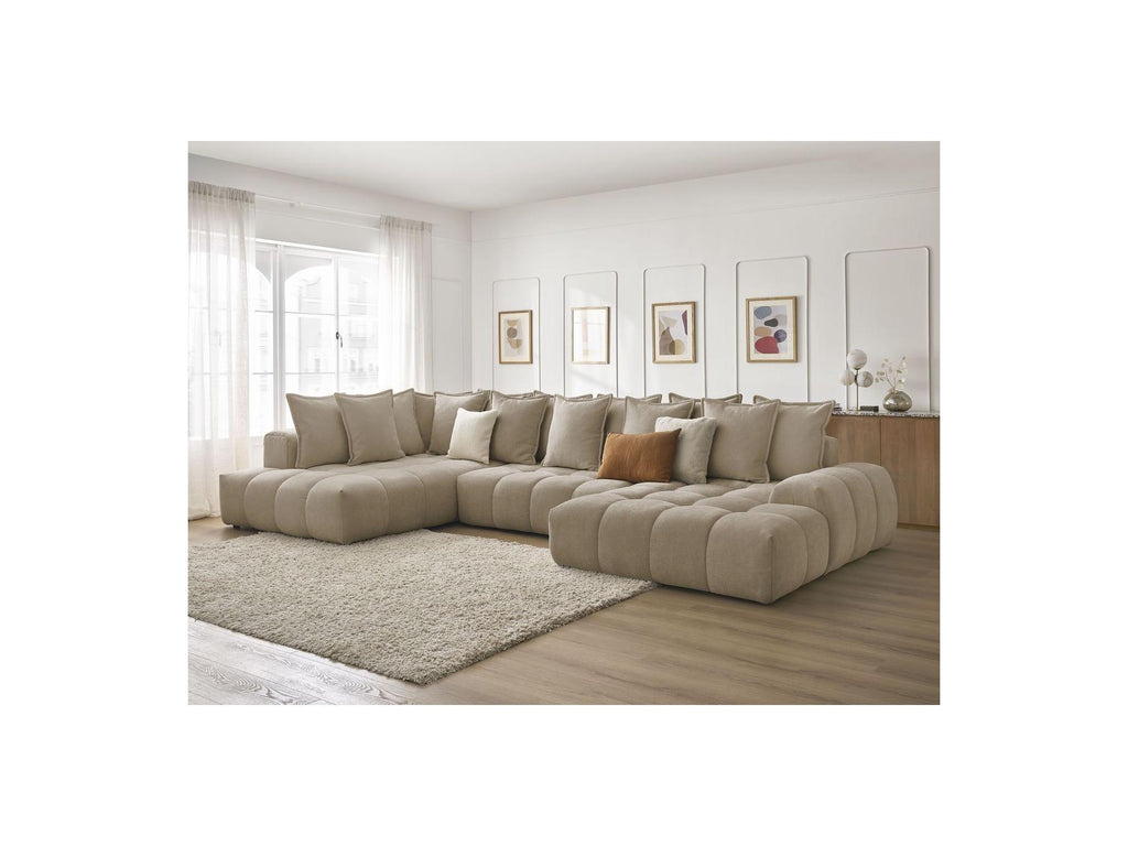Everest - Panoramic Convertible Sofa with Storage - Textured Fabric - Right-Hand Corner - 14 Cushions