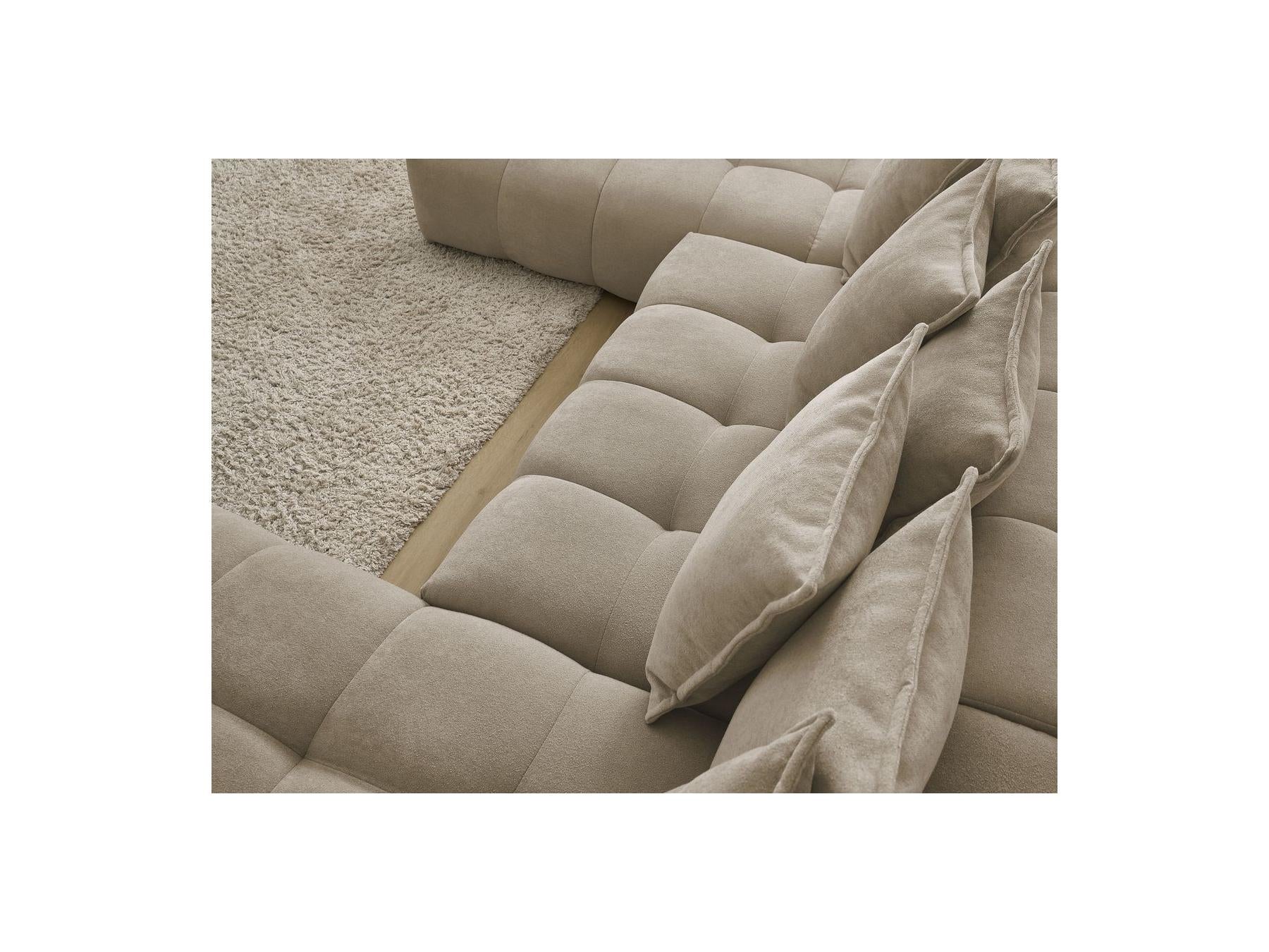 Everest - Panoramic Convertible Sofa with Storage - Textured Fabric - Right-Hand Corner - 14 Cushions