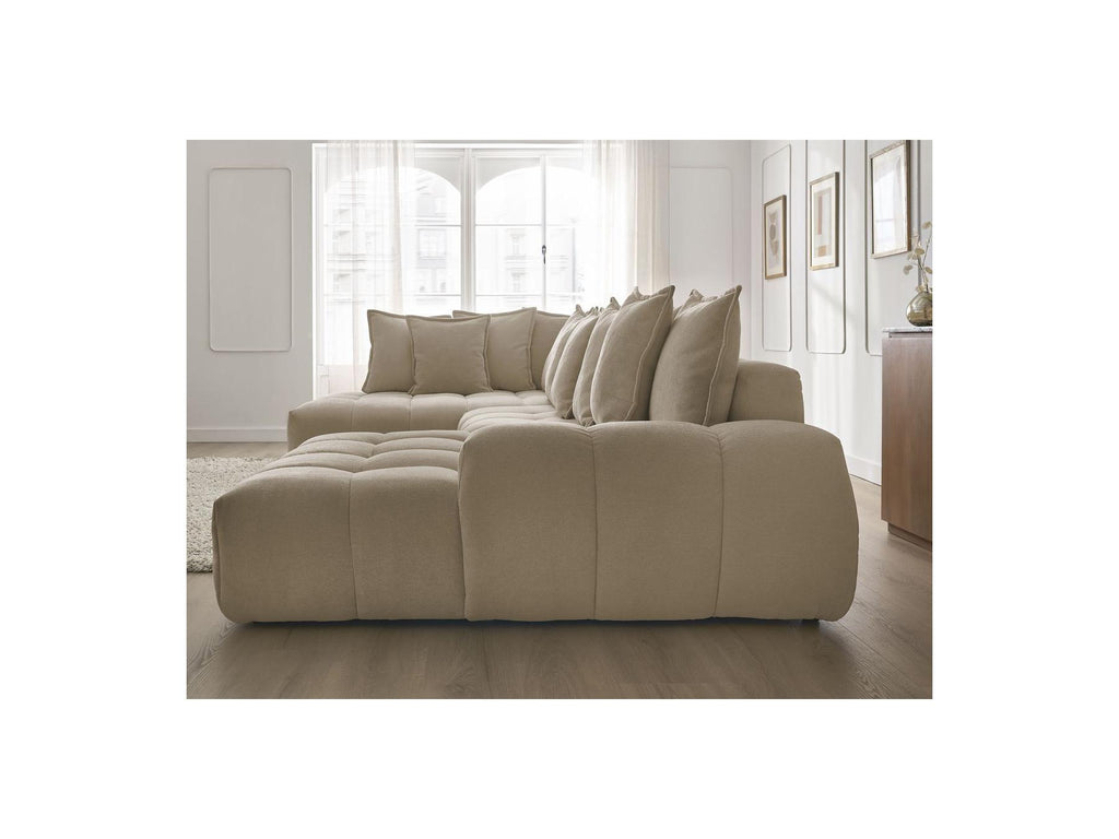Everest - Panoramic Convertible Sofa with Storage - Textured Fabric - Right-Hand Corner - 14 Cushions