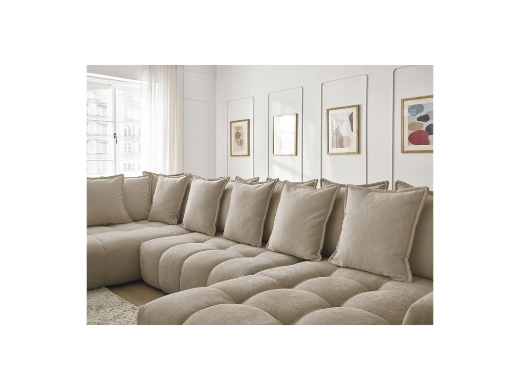 Everest - Panoramic Convertible Sofa with Storage - Textured Fabric - Right-Hand Corner - 14 Cushions