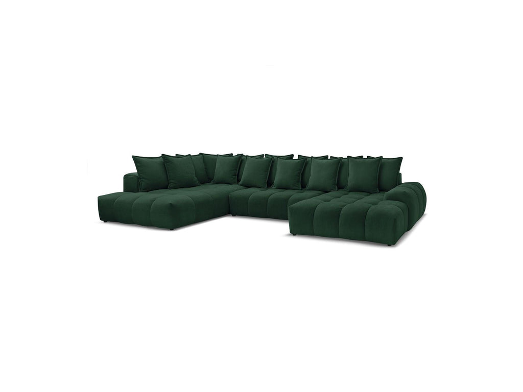 Everest - Panoramic Convertible Sofa with Storage - Textured Fabric - Right-Hand Corner - 14 Cushions