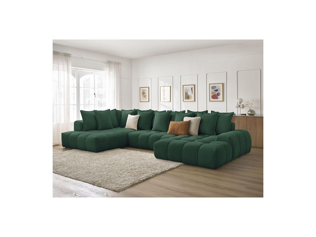 Everest - Panoramic Convertible Sofa with Storage - Textured Fabric - Right-Hand Corner - 14 Cushions