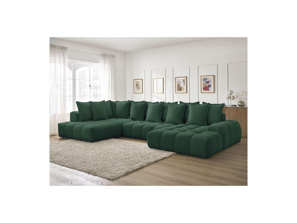 Everest - Panoramic Convertible Sofa with Storage - Textured Fabric - Right-Hand Corner - 14 Cushions