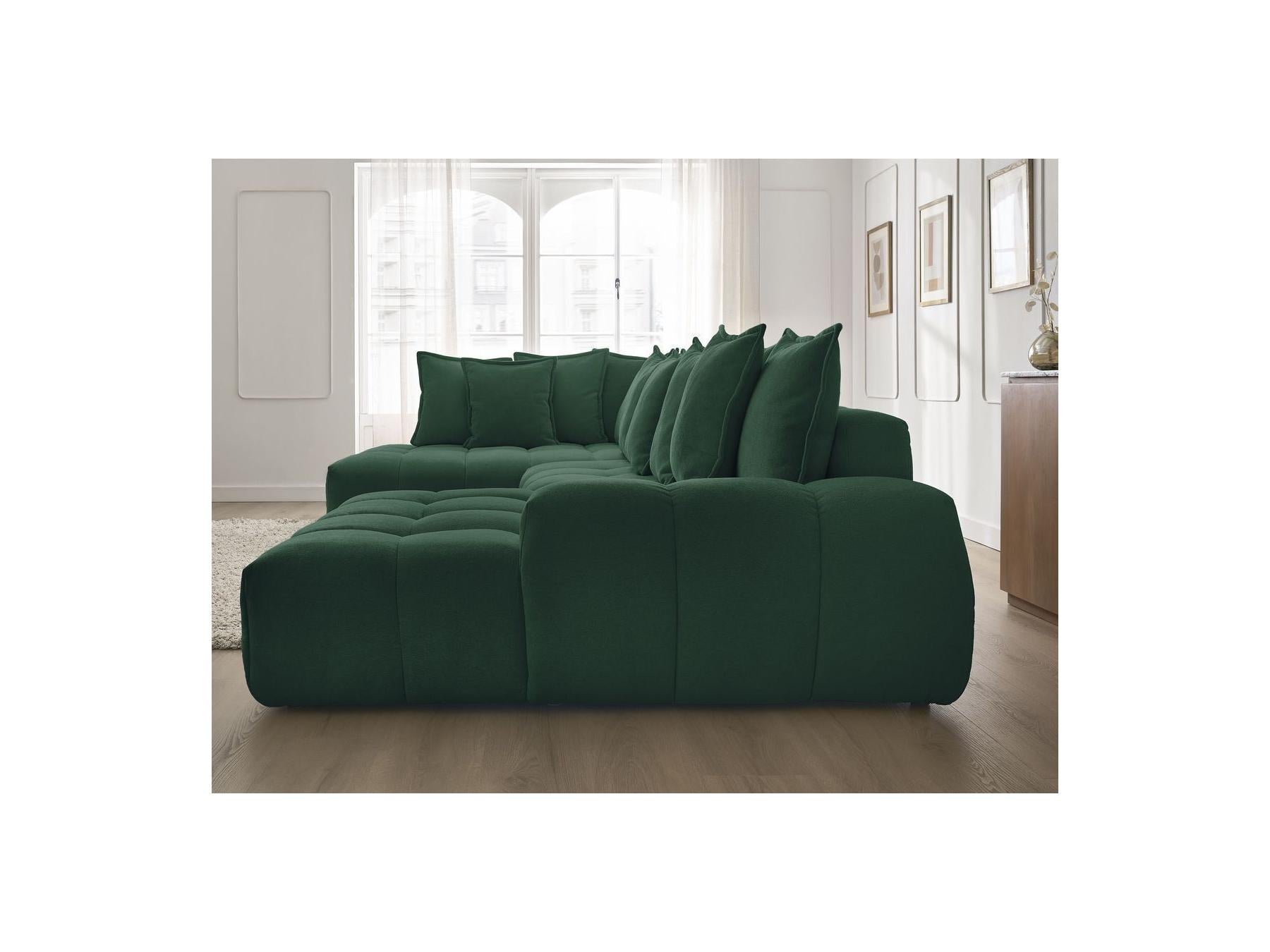 Everest - Panoramic Convertible Sofa with Storage - Textured Fabric - Right-Hand Corner - 14 Cushions