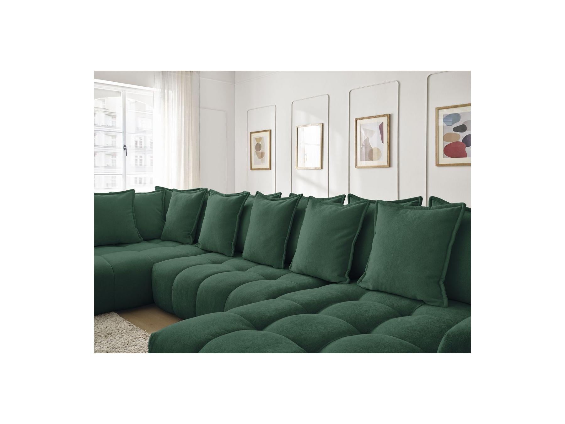 Everest - Panoramic Convertible Sofa with Storage - Textured Fabric - Right-Hand Corner - 14 Cushions