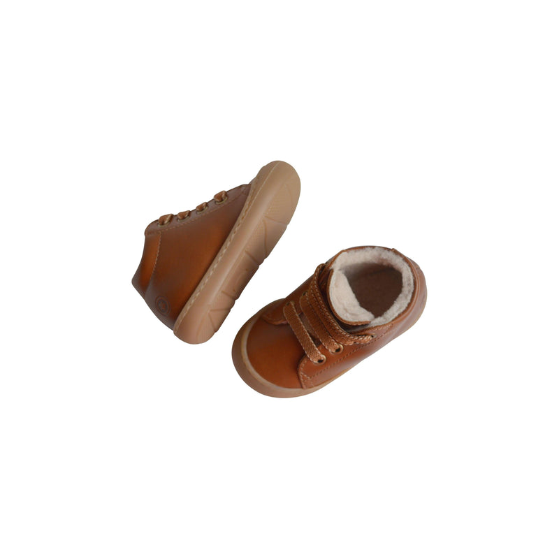 Chaussures Fourrées Souples Max Lacets - Cuir Camel - Mixte
