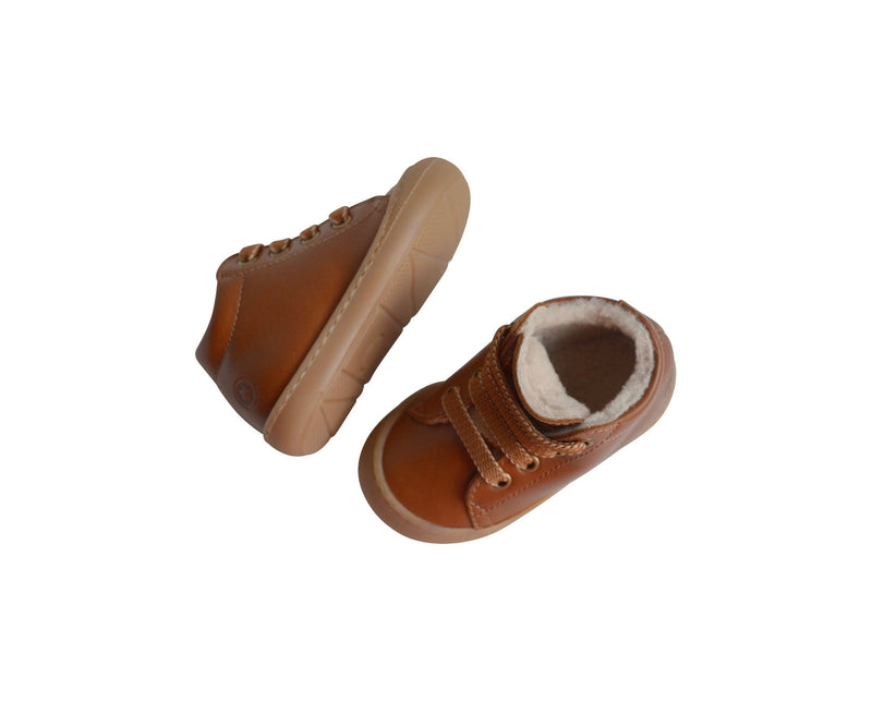 Chaussures Fourrées Souples Max Lacets - Cuir Camel - Mixte