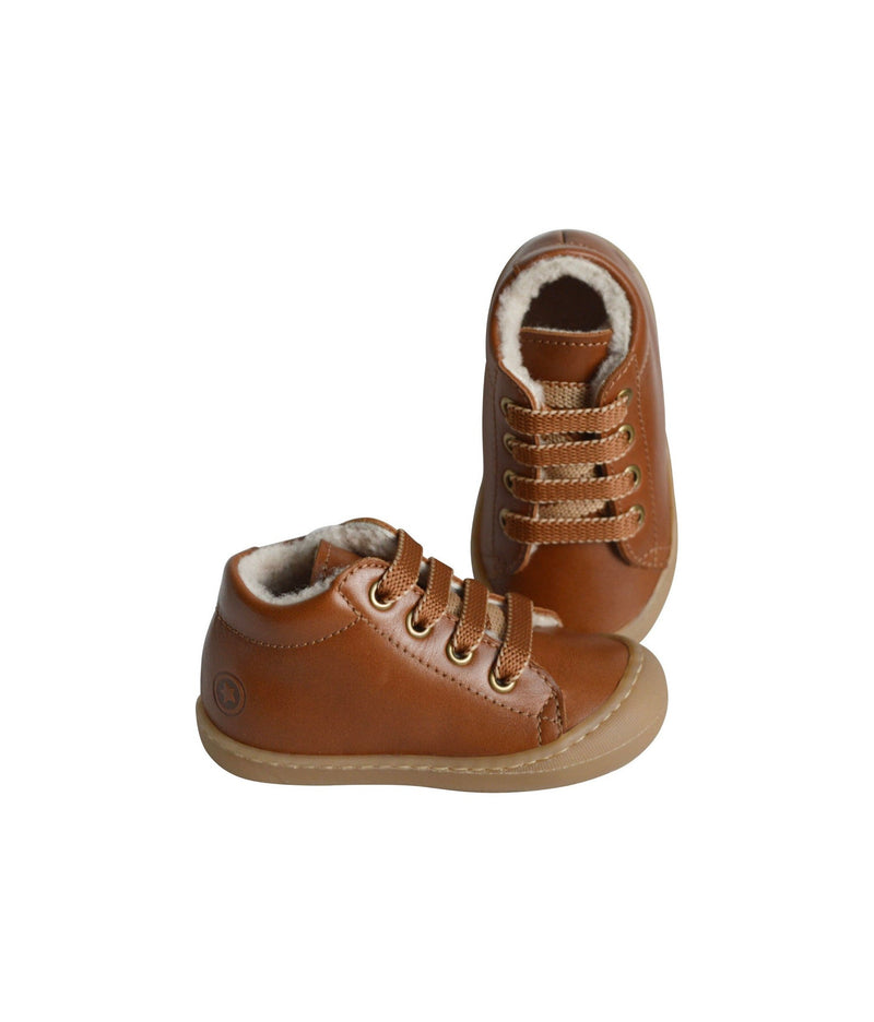 Chaussures Fourrées Souples Max Lacets - Cuir Camel - Mixte