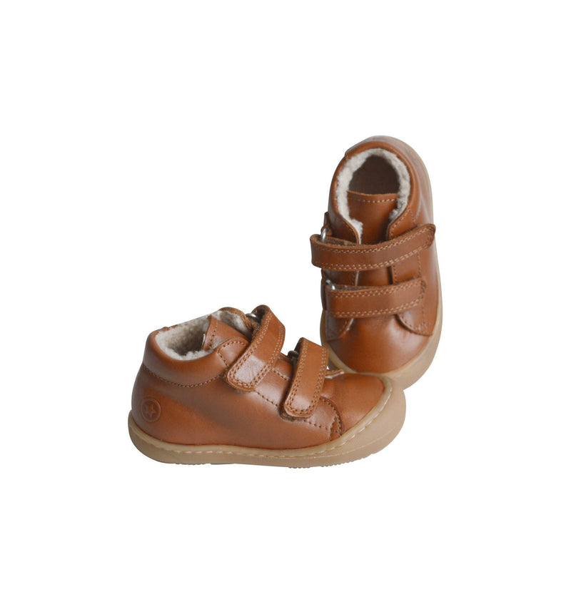 Chaussures Fourrées Scratchs Souples Max - Cuir Camel - Mixte