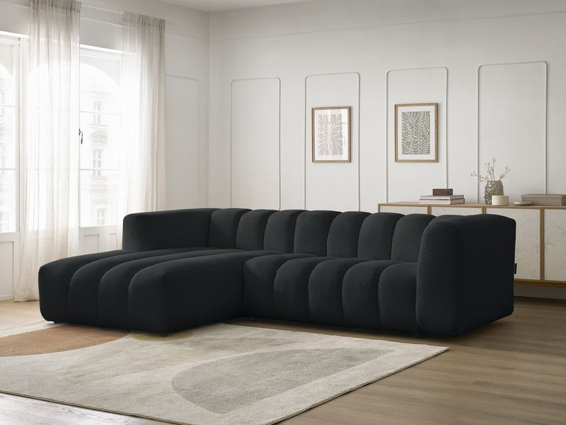 Canapé D'Angle Fixe - Talia - Tissu Chiné - Angle Gauche