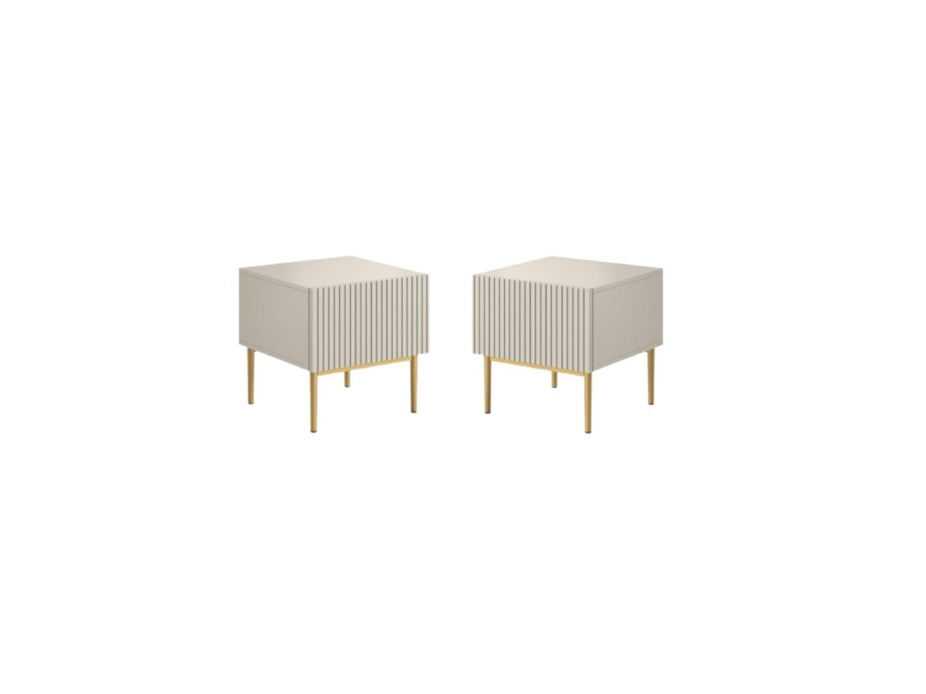 Kasha - Lot De 2 Chevets Tiroir - Pieds Or