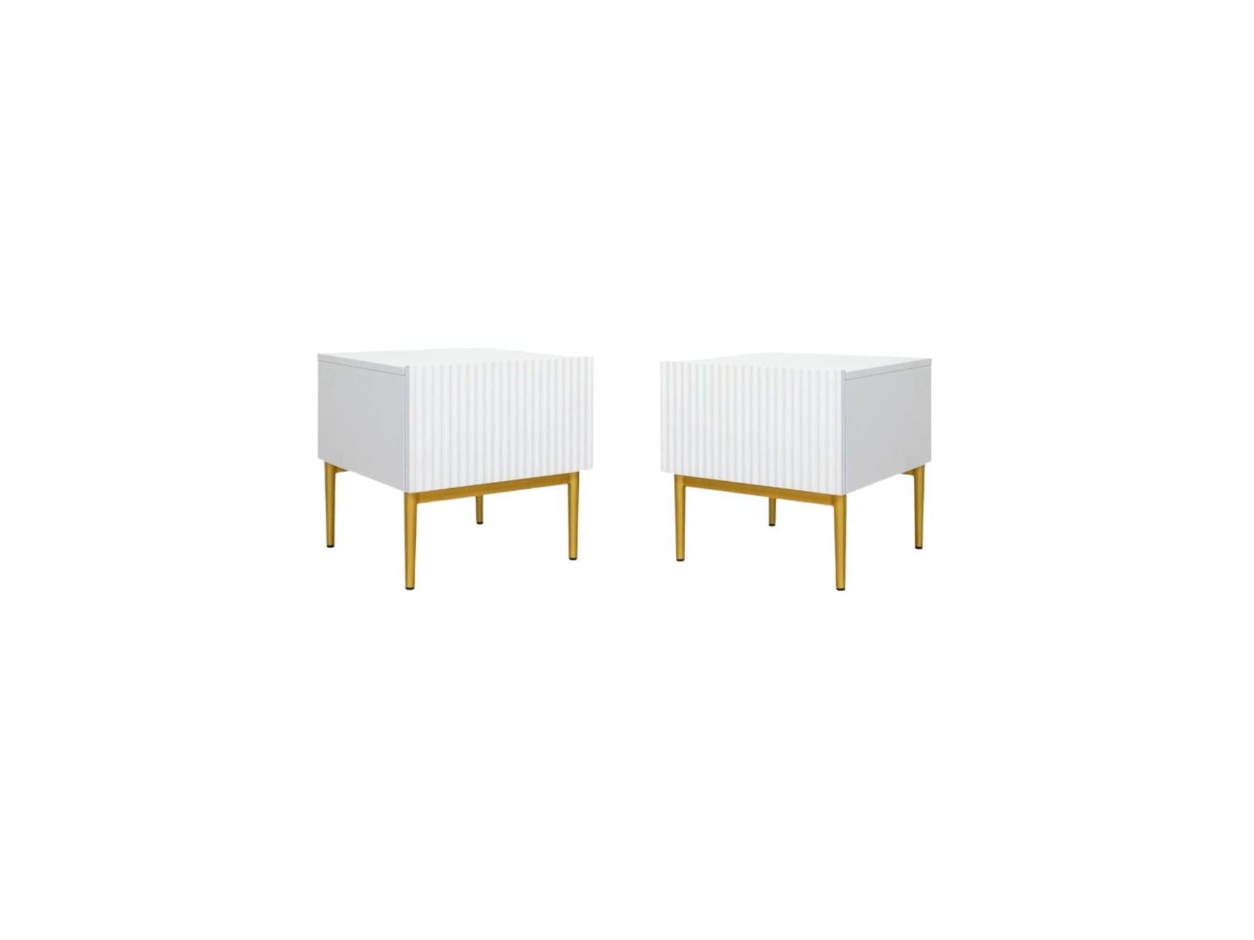 Kasha - Lot De 2 Chevets Tiroir - Pieds Or