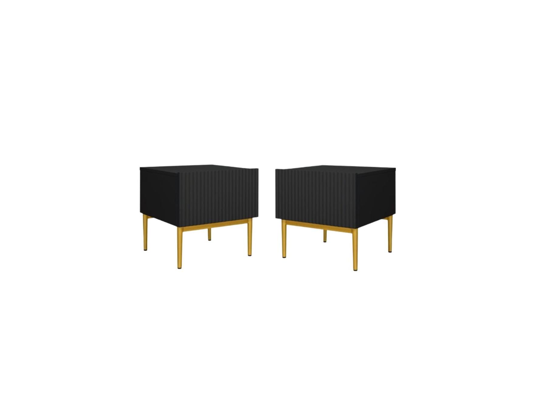 Kasha - Lot De 2 Chevets Tiroir - Pieds Or