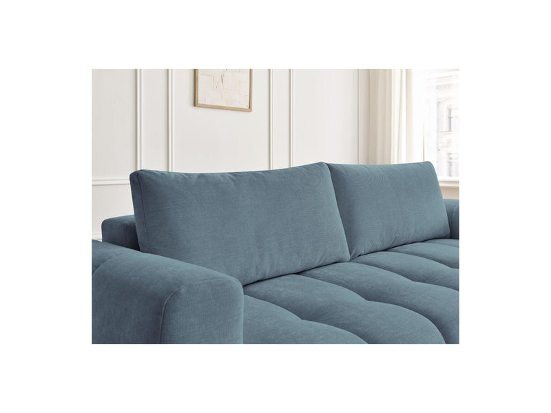 Canapé Droit Convertible 3 Places - Fuji - Tissu Lisse Avec Pouf