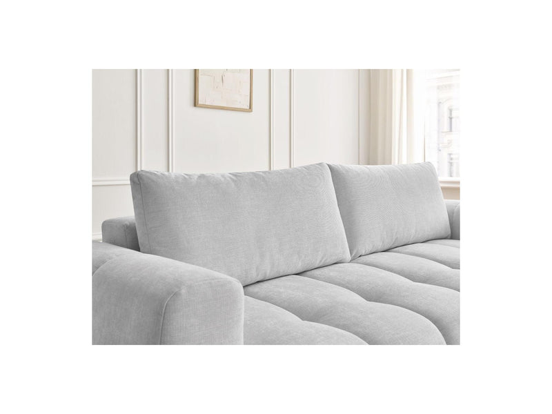 Canapé Droit Convertible 3 Places - Fuji - Tissu Lisse Avec Pouf