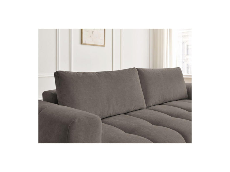 Canapé Droit Convertible 3 Places - Fuji - Tissu Lisse Avec Pouf
