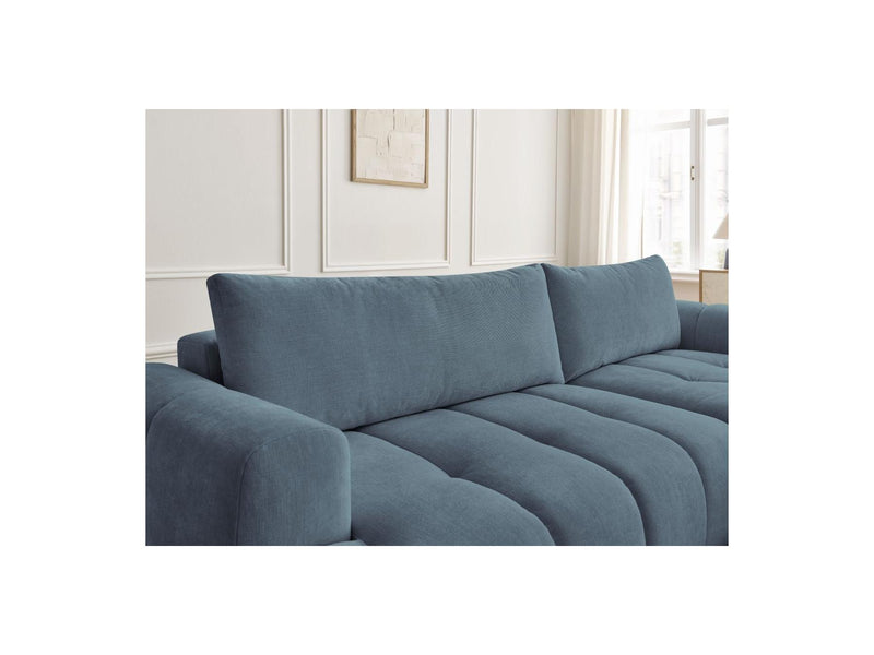 Canapé D'Angle Convertible - Fuji - Tissu Lisse Avec Pouf - Angle Droit