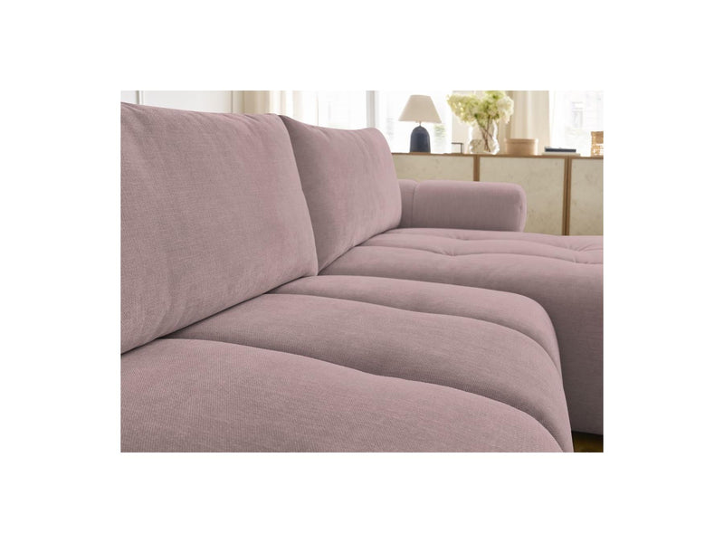 Canapé D'Angle Convertible - Fuji - Tissu Lisse Avec Pouf - Angle Droit