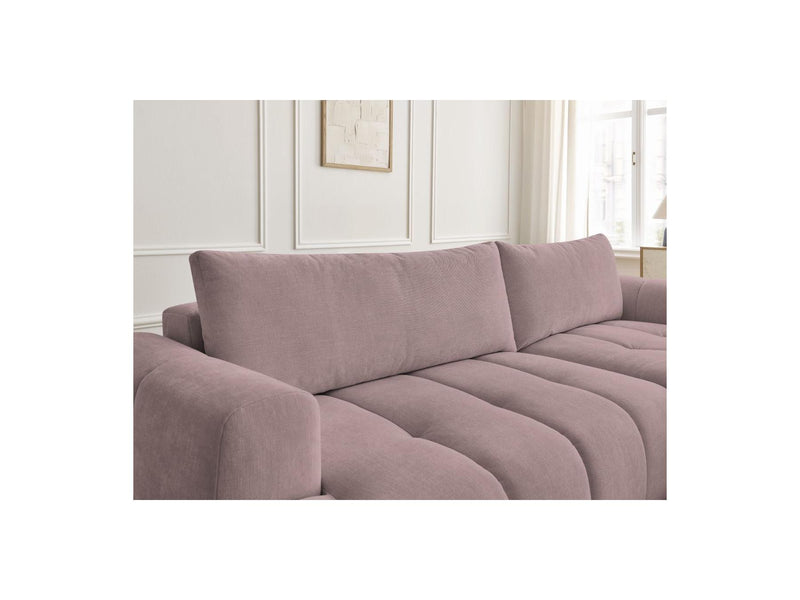 Canapé D'Angle Convertible - Fuji - Tissu Lisse Avec Pouf - Angle Droit