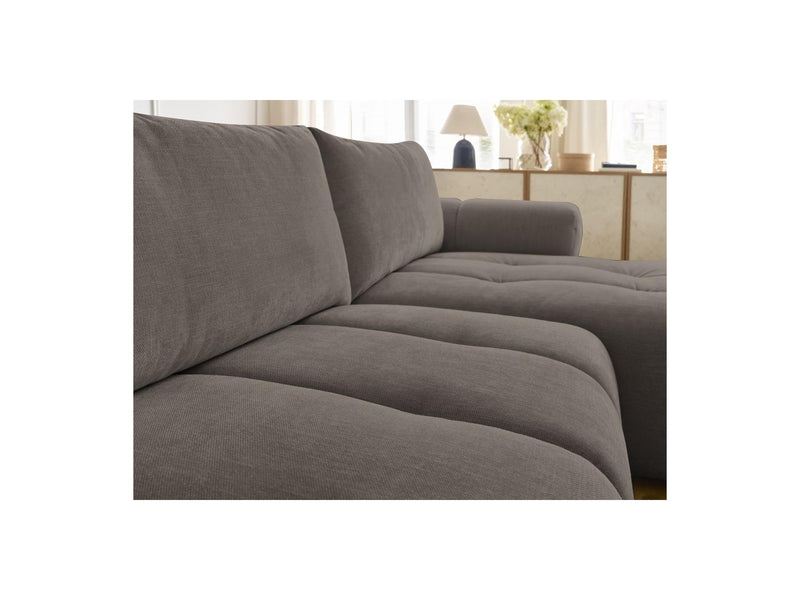Canapé D'Angle Convertible - Fuji - Tissu Lisse Avec Pouf - Angle Droit