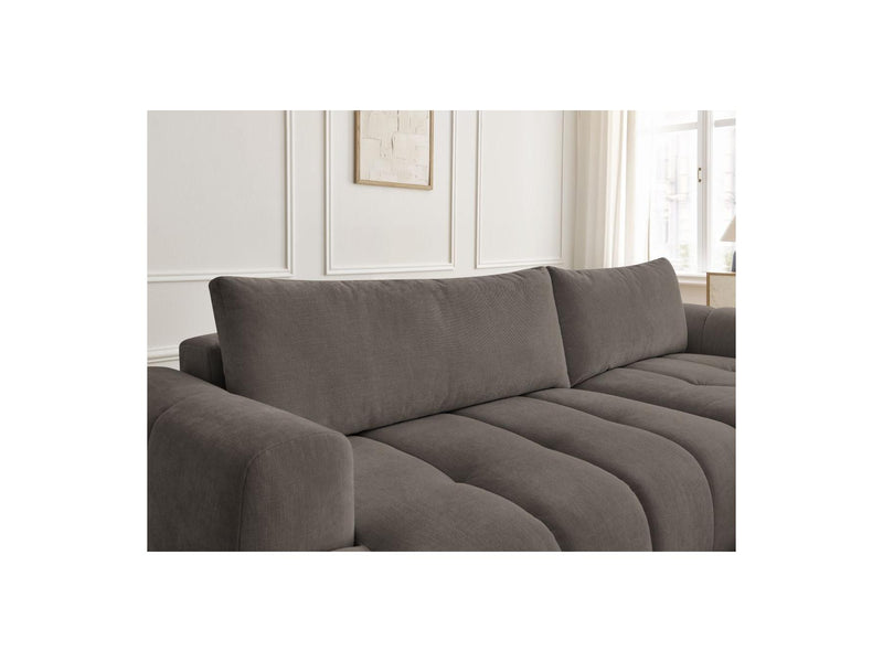 Canapé D'Angle Convertible - Fuji - Tissu Lisse Avec Pouf - Angle Droit