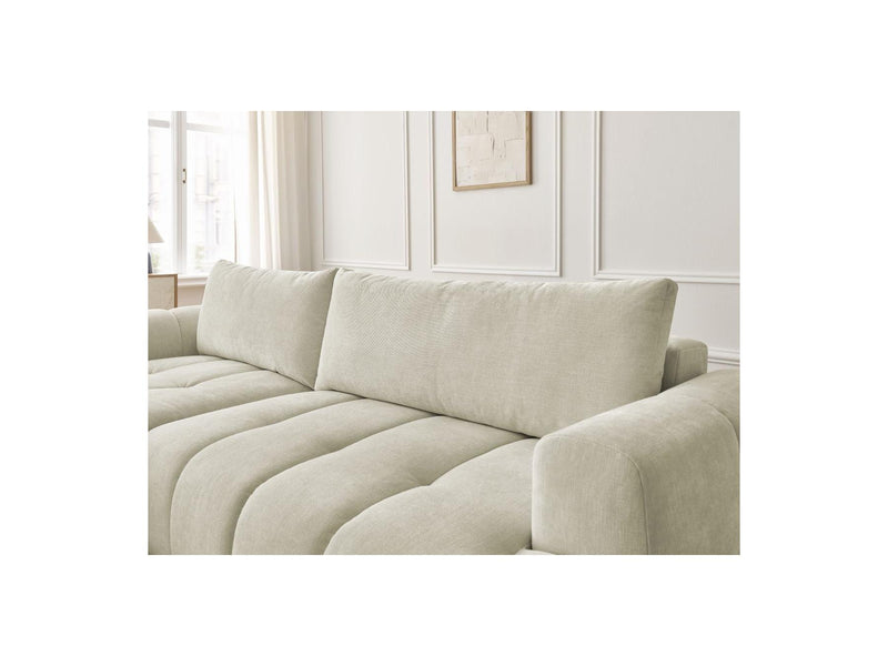 Canapé D'Angle Convertible - Fuji - Tissu Lisse Avec Pouf - Angle Gauche