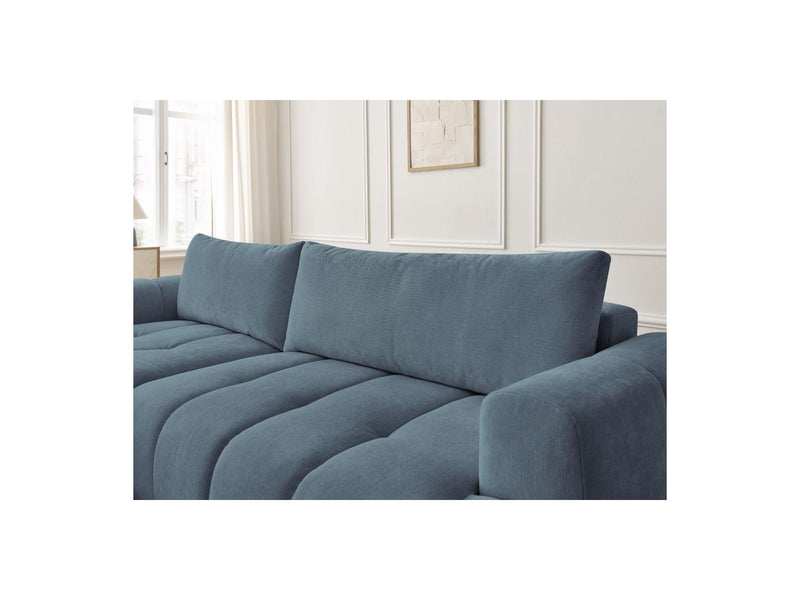 Canapé D'Angle Convertible - Fuji - Tissu Lisse Avec Pouf - Angle Gauche