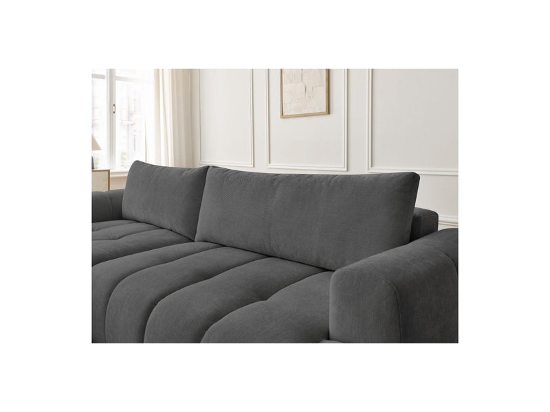 Canapé D'Angle Convertible - Fuji - Tissu Lisse Avec Pouf - Angle Gauche