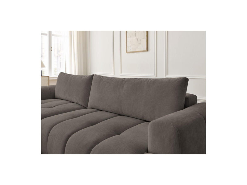 Canapé D'Angle Convertible - Fuji - Tissu Lisse Avec Pouf - Angle Gauche