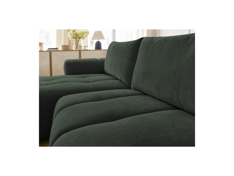 Canapé D'Angle Convertible - Fuji - Tissu Lisse Avec Pouf - Angle Gauche