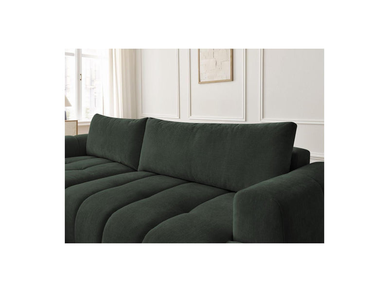 Canapé D'Angle Convertible - Fuji - Tissu Lisse Avec Pouf - Angle Gauche
